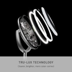 simplehuman Sensor Mirror Trio, 1X 5X 10X Magnification, Round Rechargeable Beauty Makeup Mirror, Tru-Lux Full-Spectrum Light, Dual Light Settings, Adjustable Brightness, Brushed Stainless Steel