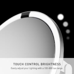 simplehuman Sensor Mirror Trio, 1X 5X 10X Magnification, Round Rechargeable Beauty Makeup Mirror, Tru-Lux Full-Spectrum Light, Dual Light Settings, Adjustable Brightness, Brushed Stainless Steel