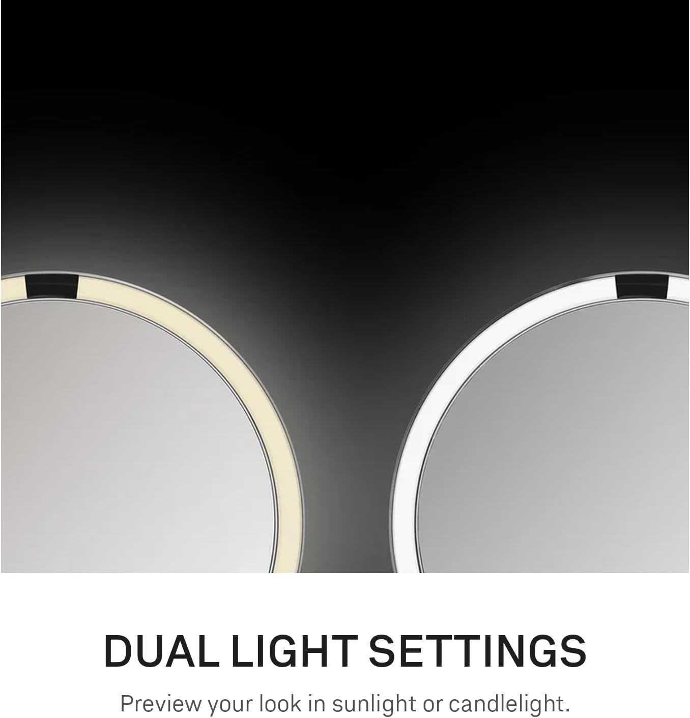 simplehuman Sensor Mirror Trio, 1X 5X 10X Magnification, Round Rechargeable Beauty Makeup Mirror, Tru-Lux Full-Spectrum Light, Dual Light Settings, Adjustable Brightness, Matte Black Steel