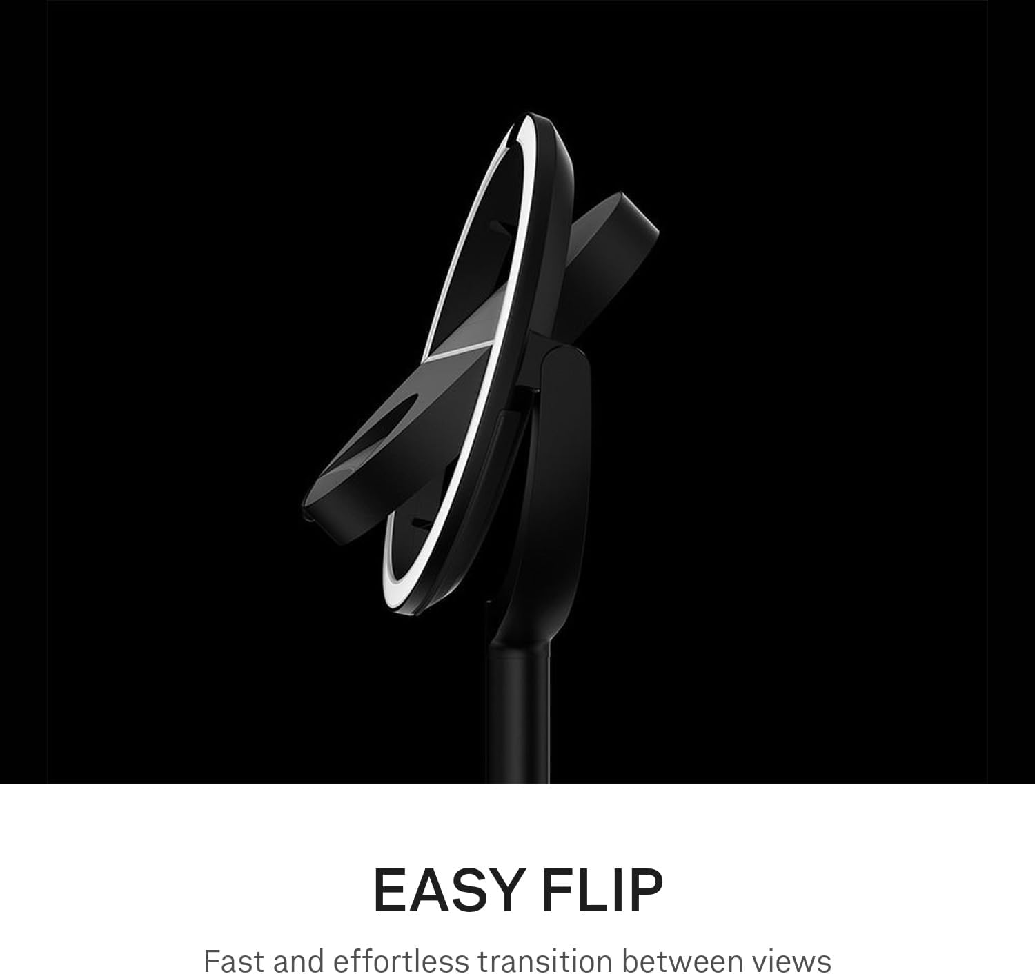 simplehuman Sensor Mirror Trio, 1X 5X 10X Magnification, Round Rechargeable Beauty Makeup Mirror, Tru-Lux Full-Spectrum Light, Dual Light Settings, Adjustable Brightness, Matte Black Steel
