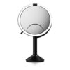 simplehuman Sensor Mirror Trio, 1X 5X 10X Magnification, Round Rechargeable Beauty Makeup Mirror, Tru-Lux Full-Spectrum Light, Dual Light Settings, Adjustable Brightness, Matte Black Steel