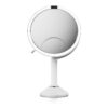 simplehuman Sensor Mirror Trio, 1X 5X 10X Magnification, Round Rechargeable Beauty Makeup Mirror, Tru-Lux Full-Spectrum Light, Dual Light Settings, Adjustable Brightness, White Steel