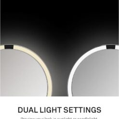 simplehuman Sensor Mirror Trio, 1X 5X 10X Magnification, Round Rechargeable Beauty Makeup Mirror, Tru-Lux Full-Spectrum Light, Dual Light Settings, Adjustable Brightness, White Steel