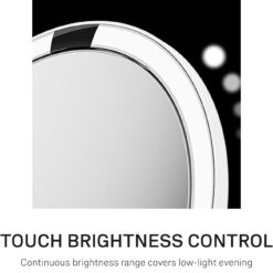 simplehuman Sensor Mirror Trio, 1X 5X 10X Magnification, Round Rechargeable Beauty Makeup Mirror, Tru-Lux Full-Spectrum Light, Dual Light Settings, Adjustable Brightness, White Steel