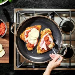 HexClad 14 Inch Hybrid Nonstick Frying Pan with Lid, Stay-Cool Handle, Dishwasher and Oven Safe, Induction Ready, Frying Pan Skillet Compatible with All Cooktops