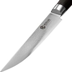 HexClad 4 Piece Damascus Stainless Steel Blade Espresso Steak Knife Set, Full Tang Construction, Pakkawood Handles