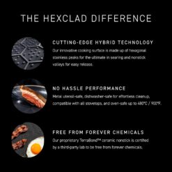 HexClad 12 Inch Hybrid Nonstick Frying Pan, Stay-Cool Handle, Dishwasher and Oven Safe, Induction Ready, Compatible with All Cooktops