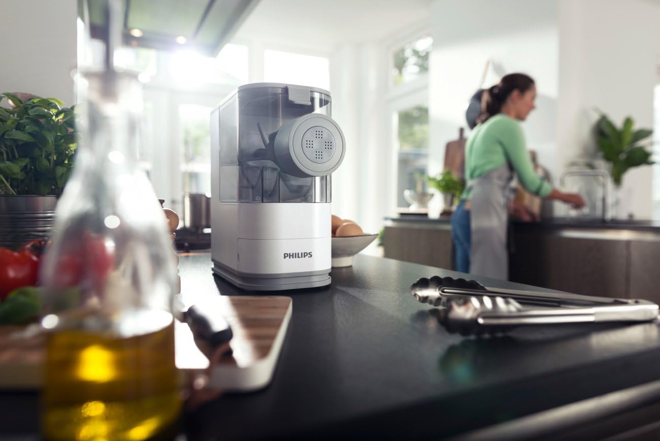 Philips Kitchen Appliances Compact Pasta and Noodle Maker, Viva Collection, Comes with 3 Default Classic Pasta Shaping Discs, Fully Automatic, Recipe Book, Small, White (HR2370/05) - Image 12