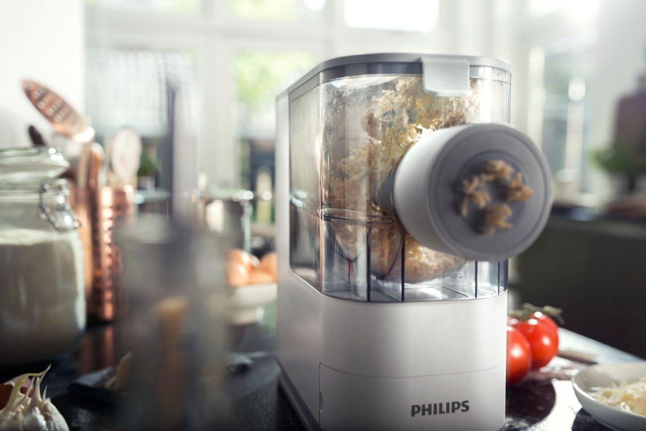 Philips Kitchen Appliances Compact Pasta and Noodle Maker, Viva Collection, Comes with 3 Default Classic Pasta Shaping Discs, Fully Automatic, Recipe Book, Small, White (HR2370/05) - Image 19