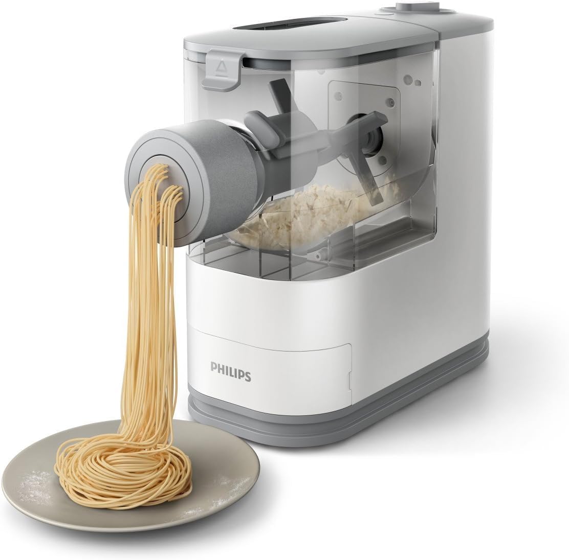 Philips Kitchen Appliances Compact Pasta and Noodle Maker, Viva Collection, Comes with 3 Default Classic Pasta Shaping Discs, Fully Automatic, Recipe Book, Small, White (HR2370/05) - Image 4
