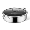 HexClad Hybrid Nonstick 10-Quart Deep Sauté Pan with Tempered Glass Lid, Stay-Cool Handle