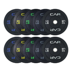 CAP 2-inch Olympic Bumper Plate Weight Set | 260 lbs | Multiple Colors | Storage Rack Optional