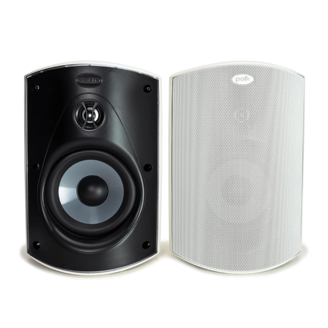 Polk Audio Atrium 6 Outdoor Speakers with Powerful Bass (Pair, White), All-Weather Durability, Broad Sound Coverage, Speed-Lock Mounting System
