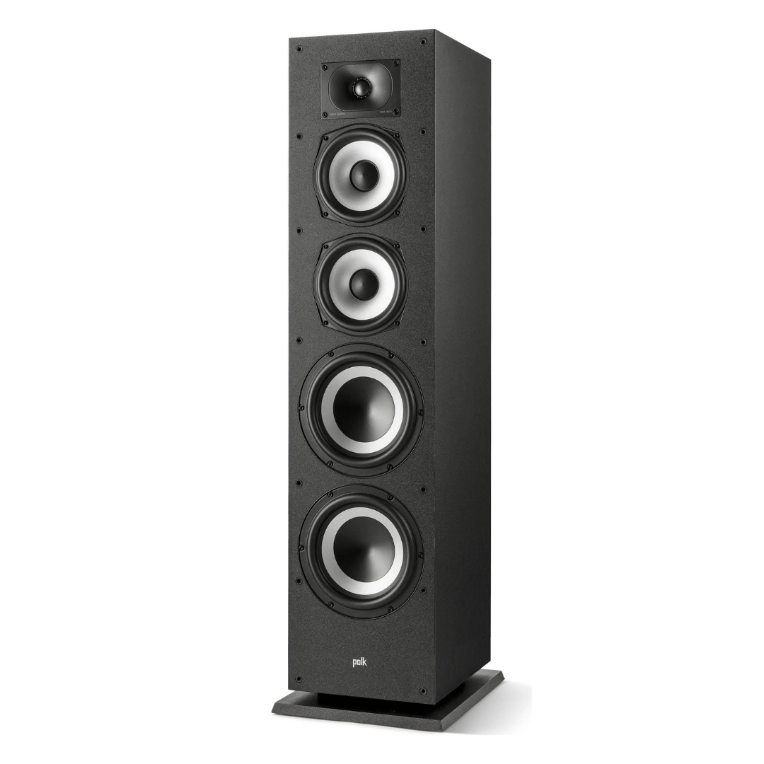 Polk Monitor XT70 Large Tower Speaker, Home Stereo Speakers, Hi-Res Audio, Dolby Atmos & DTS:X Compatible, 1" Tweeter, (2) 6.5" Balanced Woofers, (2) 8" Passive Radiators (Single, Midnight Black)