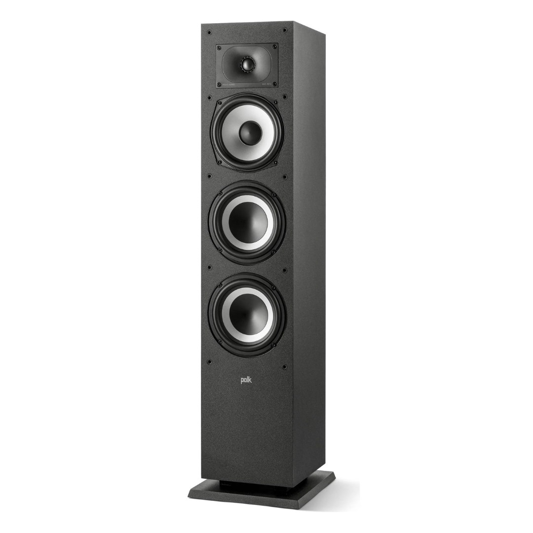 Polk Monitor XT60 Tower Speaker - Hi-Res Audio Certified, Dolby Atmos, DTS:X & Auro 3D Compatible, 1" Tweeter, 6.5" Dynamically Balanced Woofer, (2) 6.5" Passive Radiators (Single, Midnight Black)