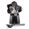 HexClad 9-Piece Kitchen Utensil Set, 9 Stainless Steel & Silicone Tools with a Fingerprint-Resistant Metallic Finish